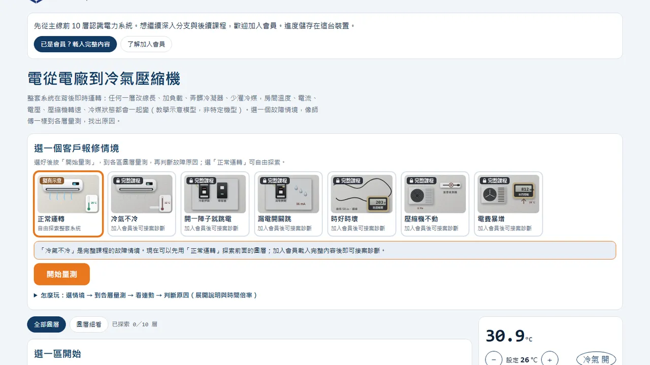 電力系統互動課程的實際畫面截圖